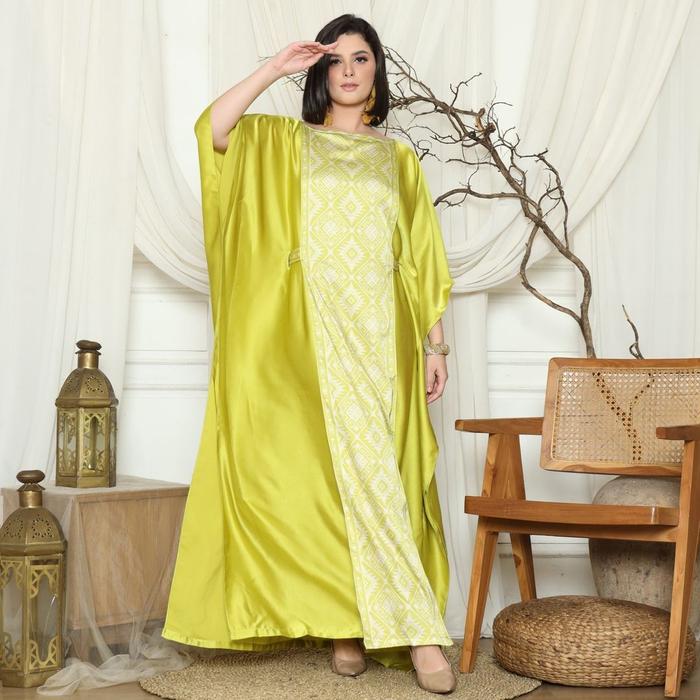 Kaftan Kuning Lime | Kaftan Yellow | Kaftan Modern | Kaftan Jumbo | Long Kaftan | Dress Kuning | Dre