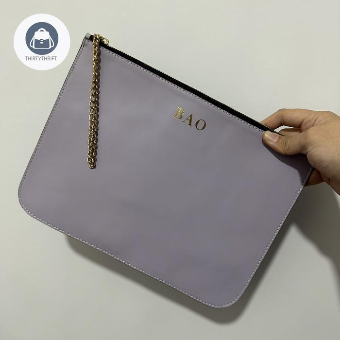 Roun wristlet clutch pouch lilac blue preloved