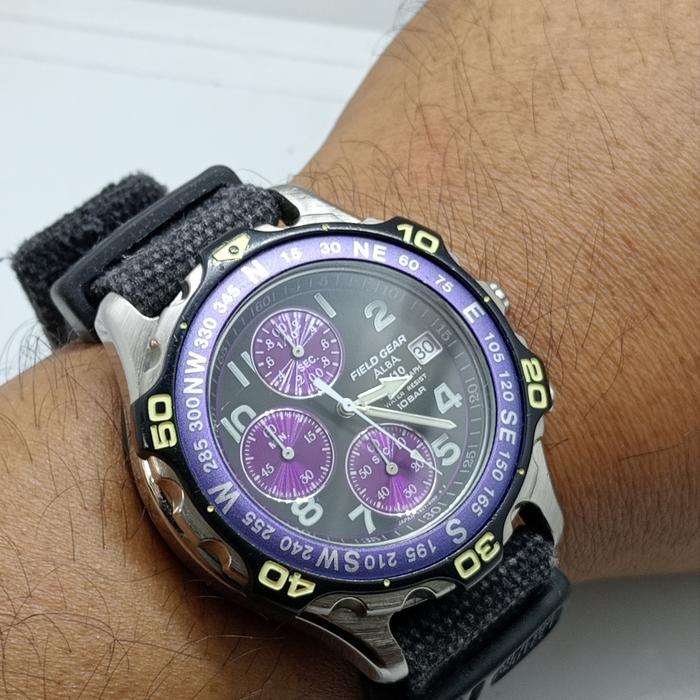 jam tangan vintage Alba field gear chrono not Seiko citizen orient