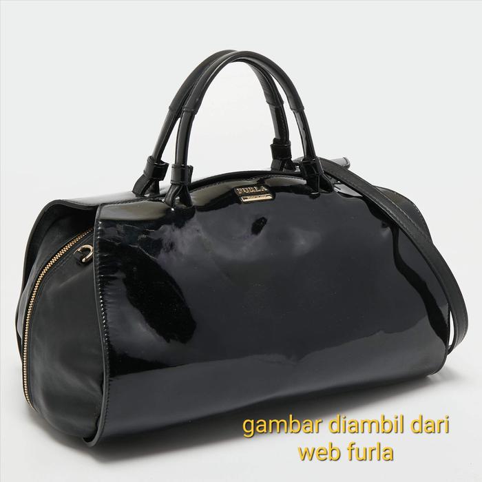 Furla authentic original patent genuine leather 2way shoulder/hand bag