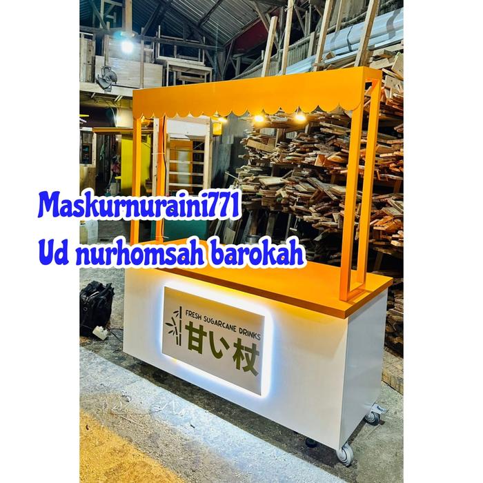 booth portable untuk jualan bazaar di mall, booth lipat bahan multiplek super kombinasi jati belanda