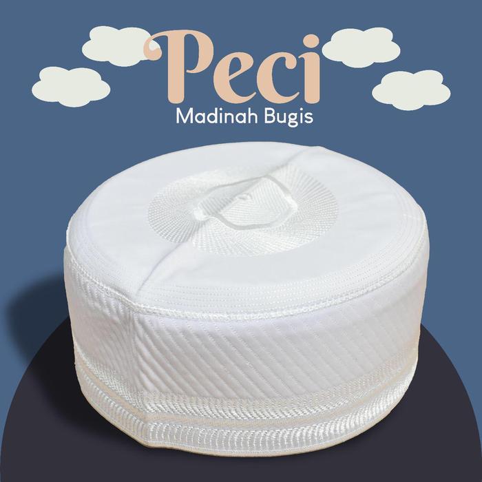 Peci kopiah songkok Madinah Bugis warna putih polos kualitas bagus