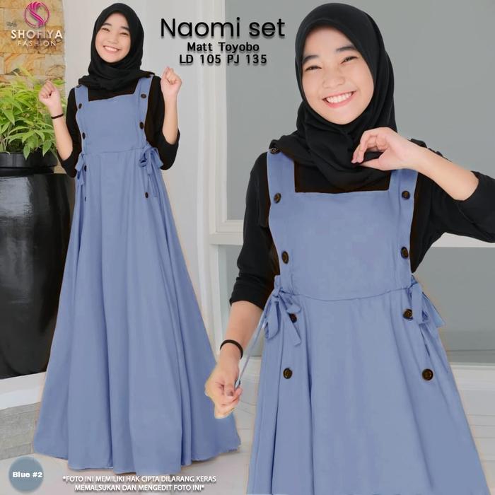 baju gamis remaja kekinian naomi set fab toyobo adem nyaman