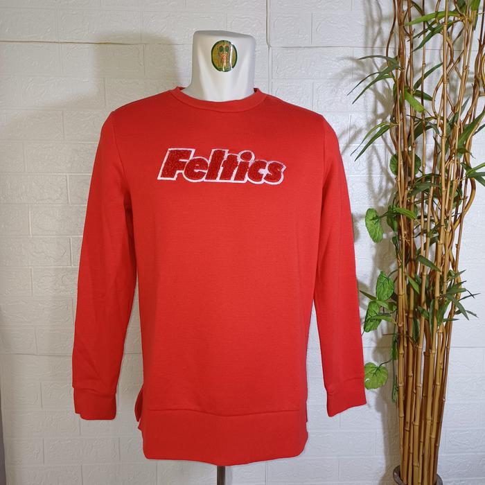 CREWNECK FELTICS ORIGINAL, SIZE L (SECOND BRANDED) MERAH, MULUS CN0237