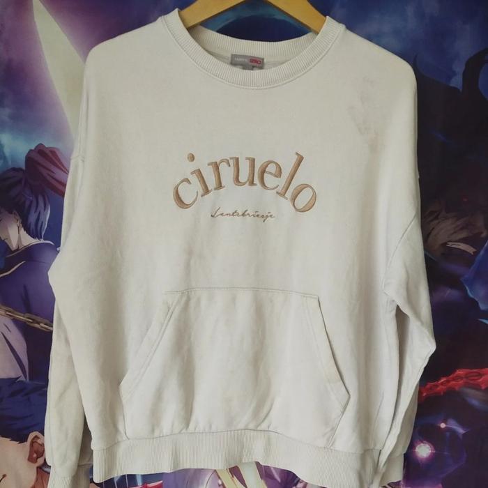 SPAO Ciruelo White Spellout Crewneck CN Sweater Original Second Korea