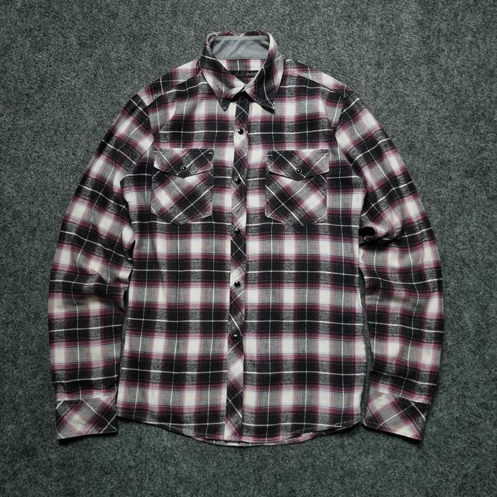 Veterano SCHLUSSEL kemeja flanel kancing batu