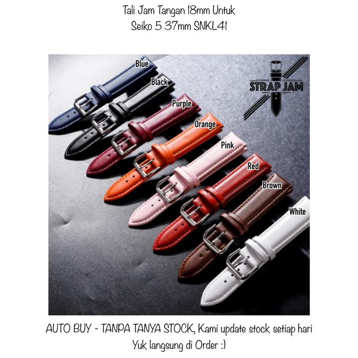 WMN 18mm Tali Strap Jam Tangan Kulit Untuk Seiko 5 37mm SNKL41