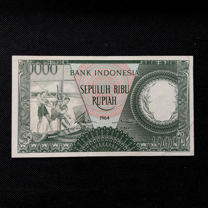 Uang 10.000 Rupiah Seri Pekerja Nelayan Hijau Tahun 1964 - SMZ 06800