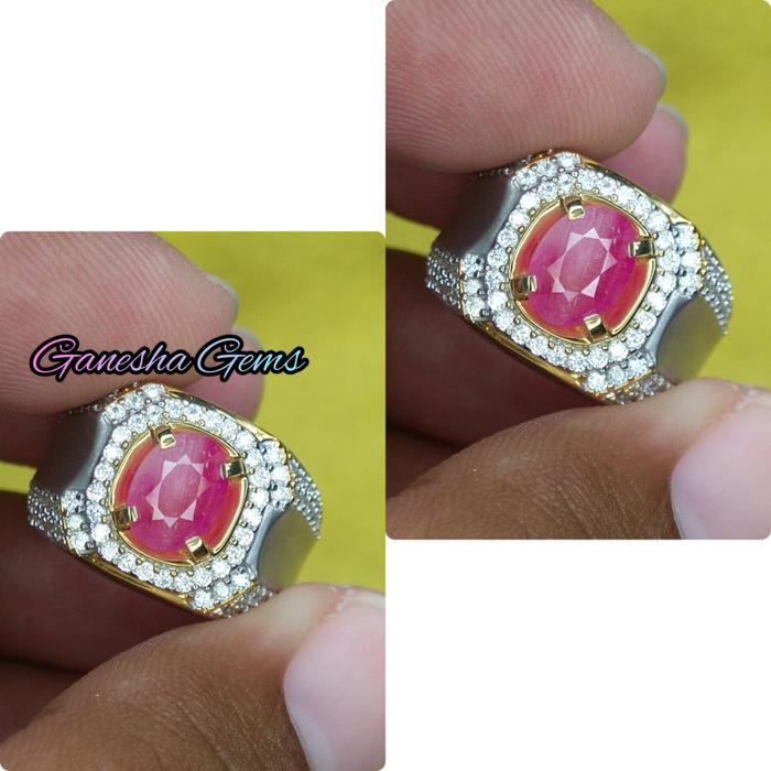 Natural Ruby Burma - Ruby Belang Merah Putih - Ruby Windusara