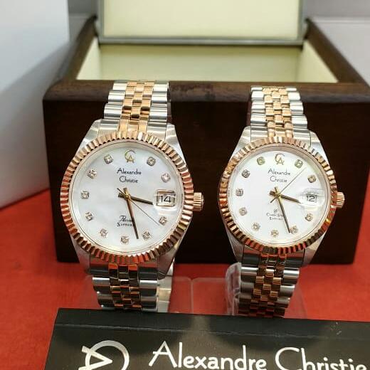 Jam COUPLE ORIGINAL Alexandre Christie AC 5013 MD/LD Stainlesss