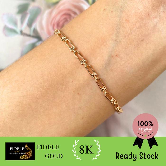 Gelang teffy wanita fashion emas asli kadar muda 375