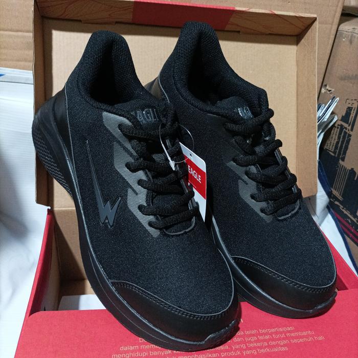 sepatu sekolah Eagle Alaska original sneakers hitam polos