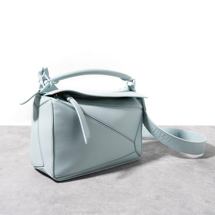 LOEWE Small puzzle solid bag Aquamarine