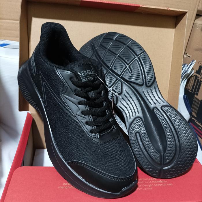 sepatu sekolah hitam polos Eagle vista original sneakers
