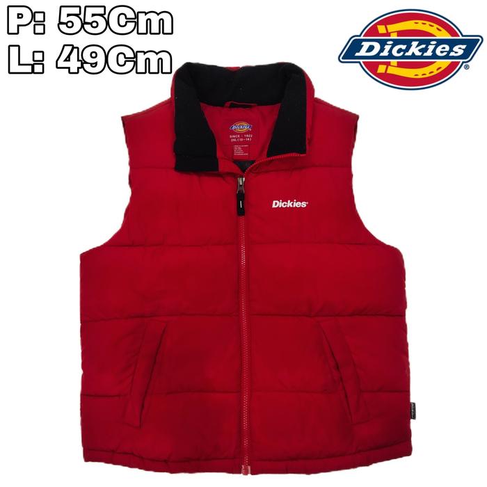 V27 Rompi Puffer Casual Winter Dickies Red Dickie  Vest Tebal Musim Di