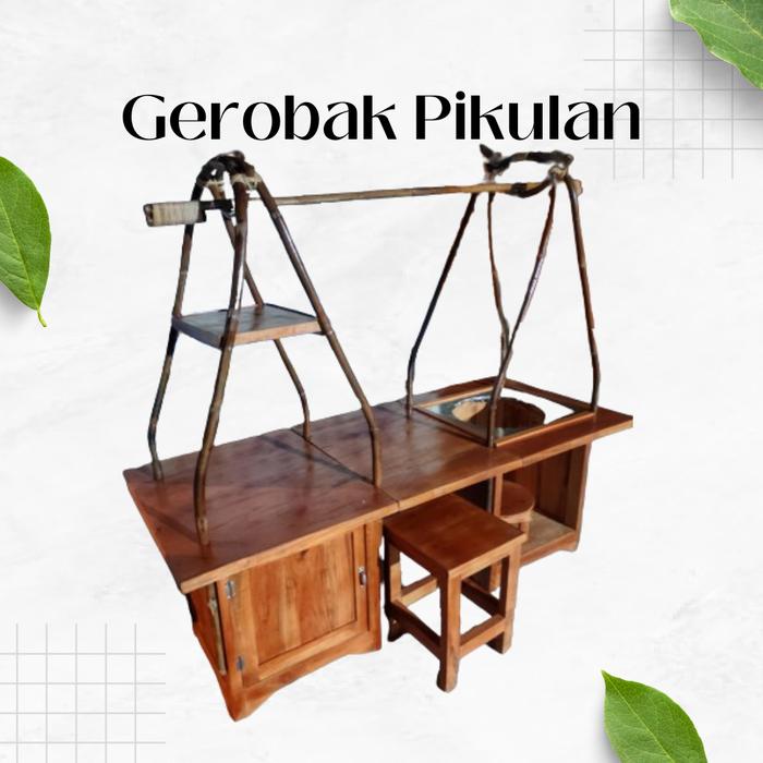Gerobak Pikulan Kayu Mahoni Plitur (cendol/dawet/soto/rawon/empal)