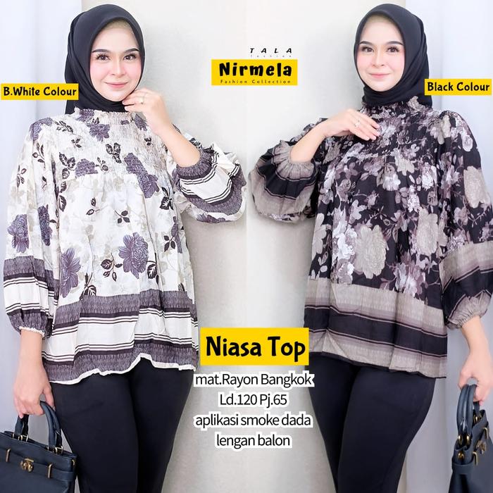NEW NIASA TOP BLOUSE ATASAN WANITA BAHAN RAYON ADEM XXL LD 120CM