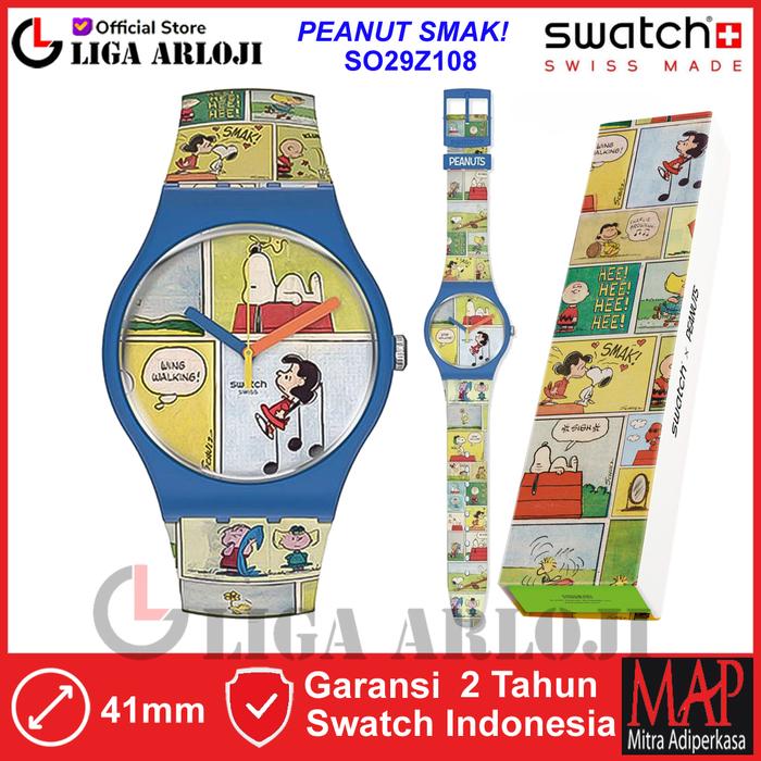 SWATCH SO29Z108 PEANUTS SMAK! Jam Tangan Pria Analog Original Limited