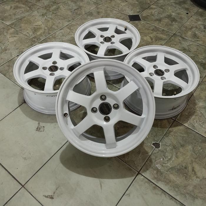 VELG MOBIL TE37 BEKAS RING 16 BAUT 4X100 WHITE BUAT JAZZ MOBILIO BRIO