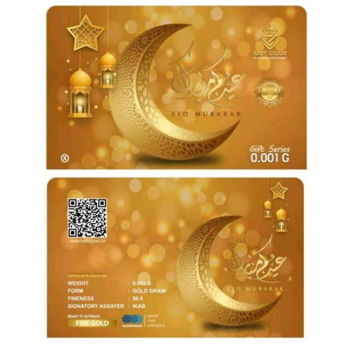 Baby Gram Idul Fitri 0,001 Gram Emas Mini Logam Mulia 24 Karat Asli