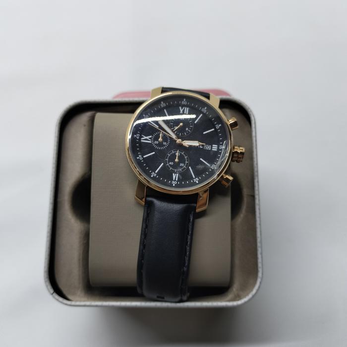 Jam Tangan Wanita Branded BQ1008 Rhett Chronograph Black Leather Watch