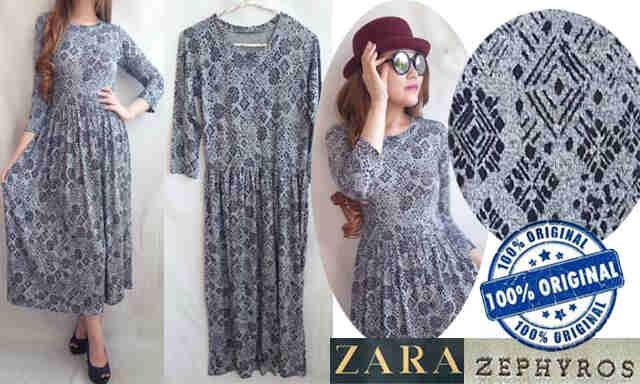 Zara Zephyros GREY Floral Maxi Dress