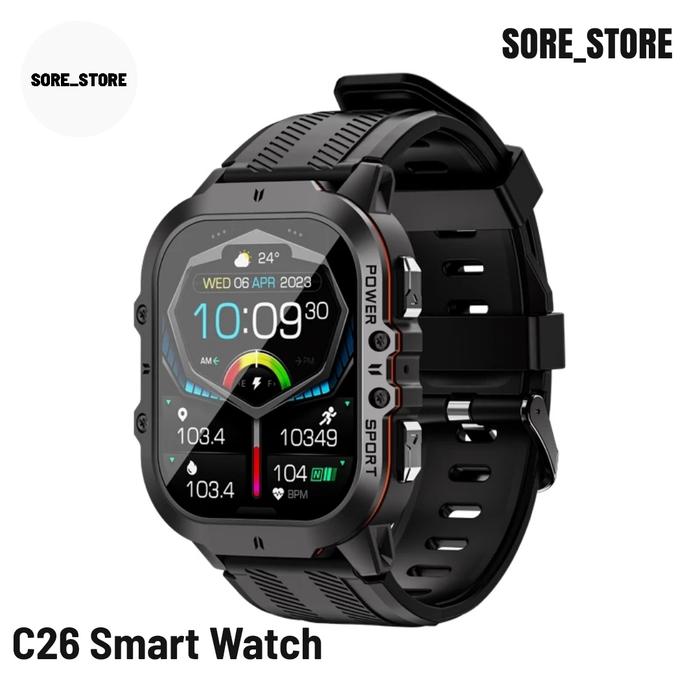 C26 SmartWatch 1.96" AMOLED 1ATM Waterproof Men olahraga, outdoor.