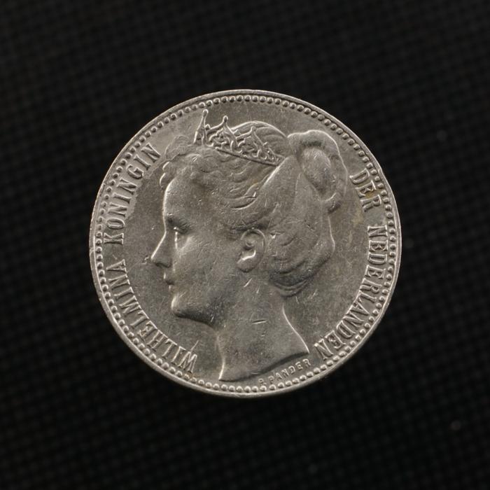 Uang Koin Perak 1 Gulden Wilhelmina Crown Tahun 1909 (Last Date)
