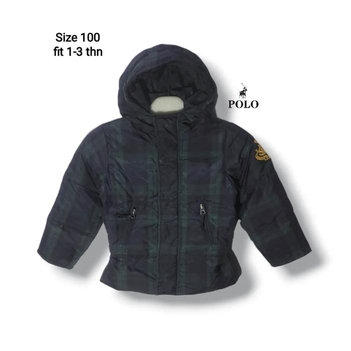 POLO RL Kids Girls Down Jacket Tartan Size 100 fit  1-3 thn (P45xL36)