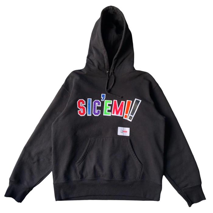 Fall 2021 SUPNYC X WTVUA Sic’ Em! Black Hooded Sweatshirt, Sz: S