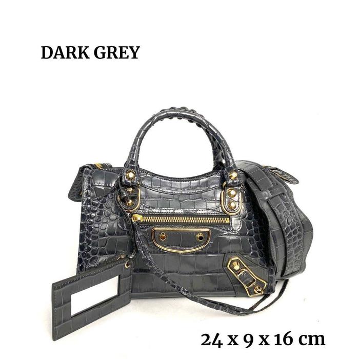 Balenciaga Mini City Edge Croco Dark Grey