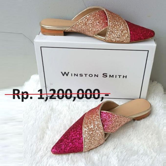 NEW Winston Smith Royal Pink 39 Shoes Selop Sendal Glitter