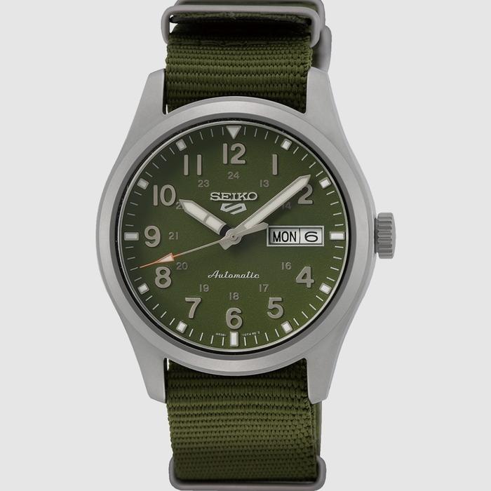 Seiko 5 SPORT Automatic Jam Tangan Pria Kanvas Hijau SRPG33K1 Original