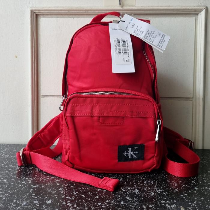 TAS RANSEL MINI PRIA WANITA CALVIN KLEIN JEANS NEW PRODUK IMPORT MERAH