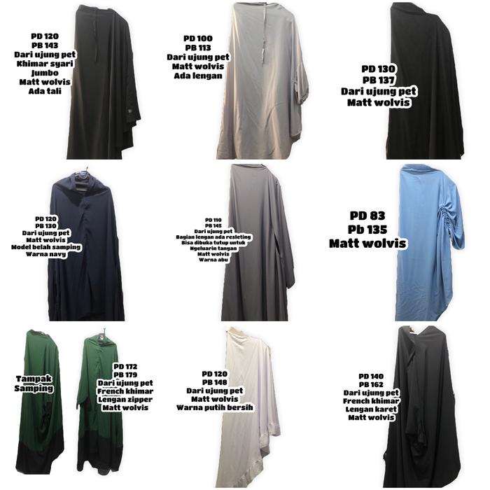 khimar syari hijab jilbab french floor jumbo lengan zipper
