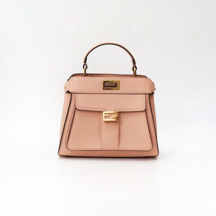 FENDI Peekaboo Mini I See U Shoulder Bag Calfskin Baby Pink GHW