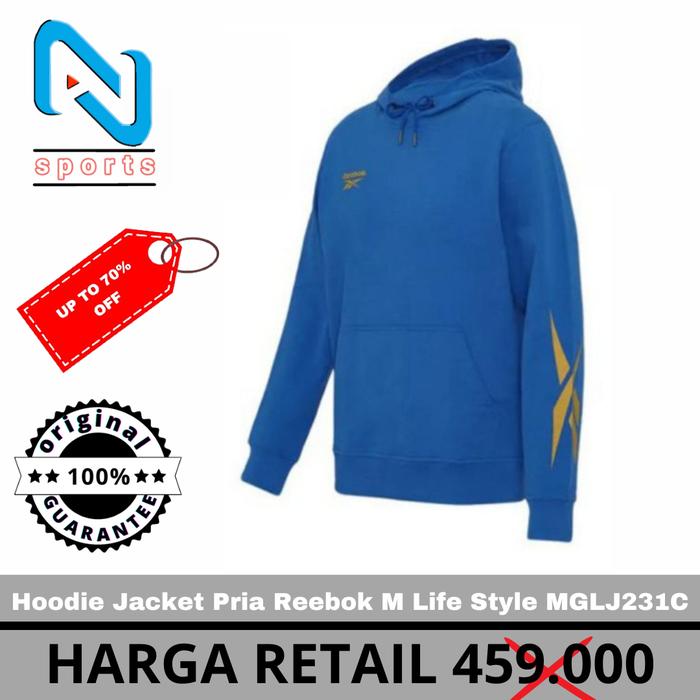 Hoodie Jacket Pria Reebok M Life Style Blue - MGLJ231C Original 100%
