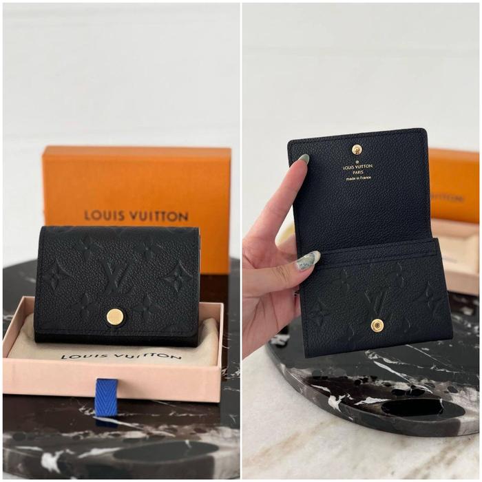 Louis Vuitton LV Card Visite Envelope Wallet empriente leather black