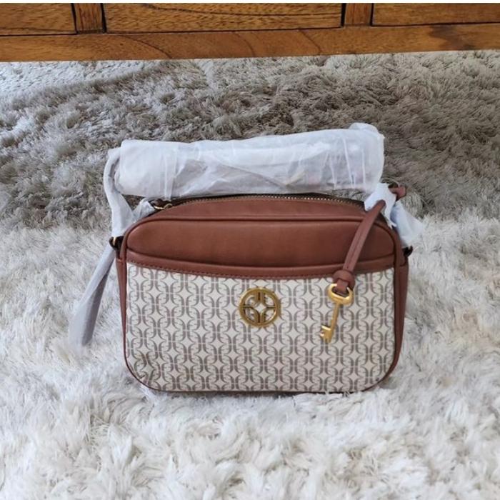 Fossil Brennon Camera Bag Taupe Tan
