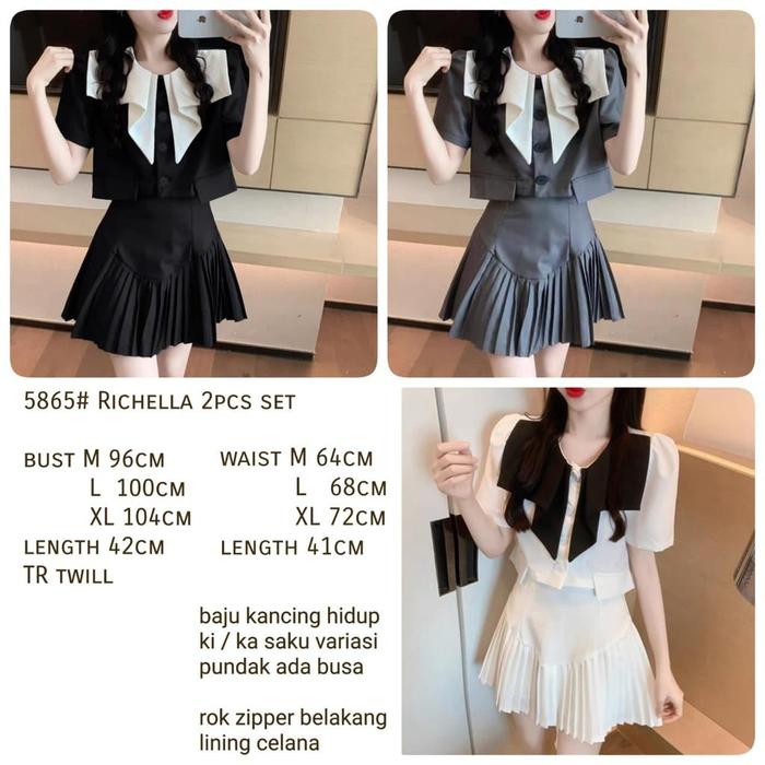 M L XL Stelan ROK Blouse Korea 5865# richella 2pcs set abu White Hitam