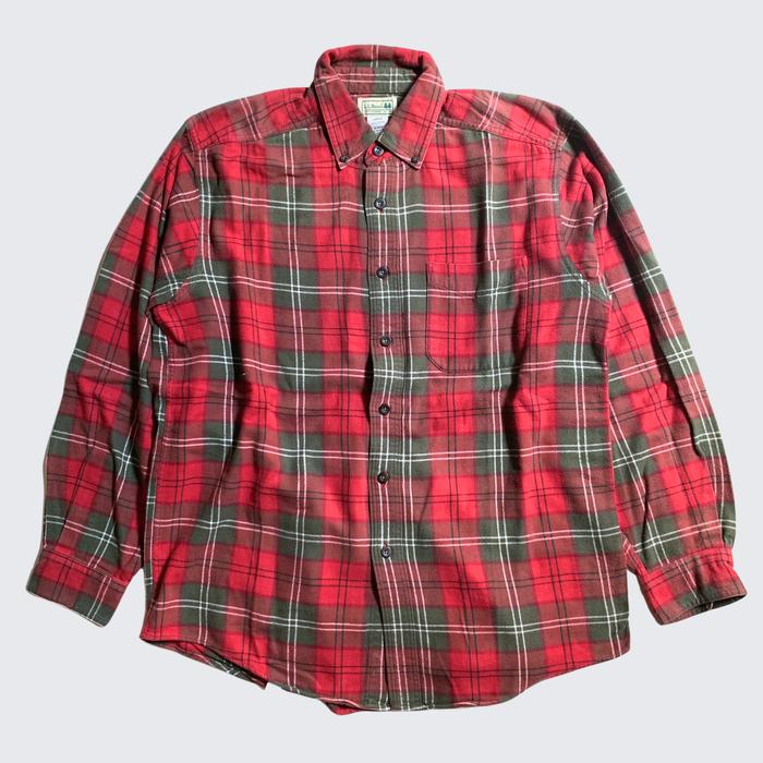 2000s LL Bean Red Green Plaid Pattern Flannel Shirts - Unisex - M