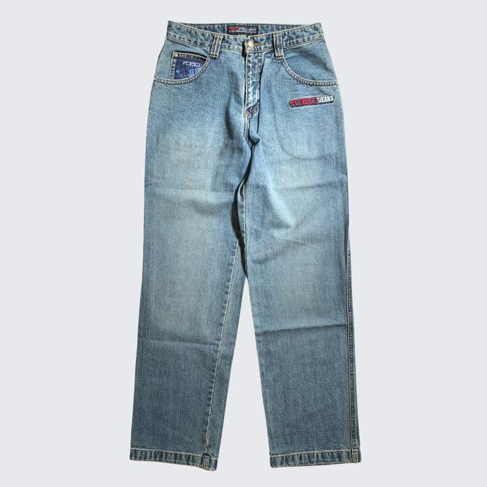 1990s Fubu Jeans Collection Blue Denim Reguler Fit Pants - Unisex - 30