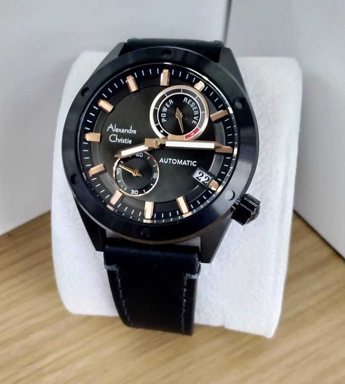Jam Tangan Kasual Pria Alexandre Christie 3046 Automatic Tali Kulit