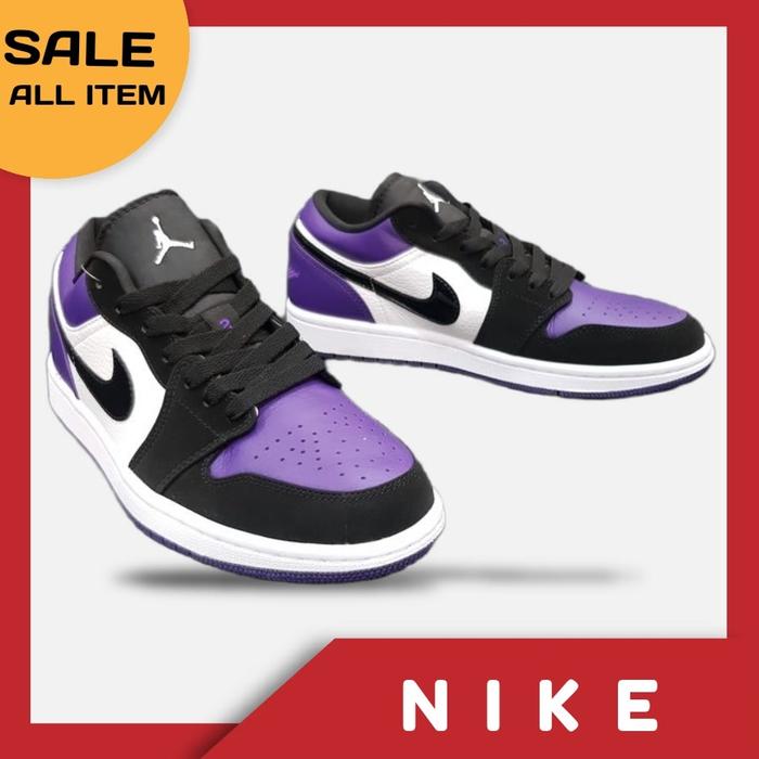 SEPATU SNEAKER PRIA AJ 1 LOW PURPLE BLACK