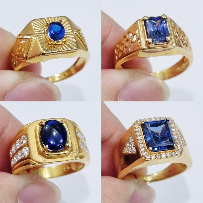 Cincin Emas Pria Mata Biru Kadar 70% 700 16K - PJ