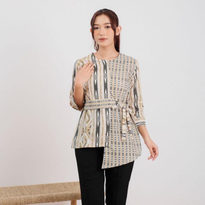 Batik Wanita Modern Asj Sa Hrb026 Kenongo Kemeja Rastel Hijau