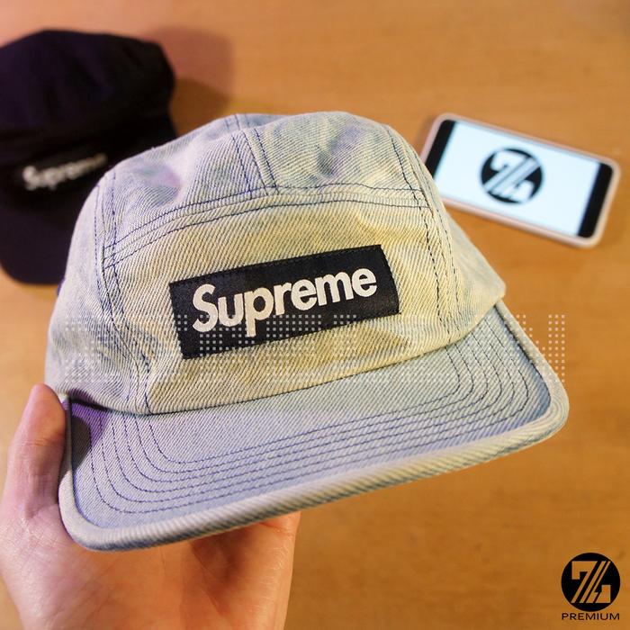 TOPI SUPREME SS24 WASHED CHINO TWILL CAMP CAP ORIGINAL - DENIM