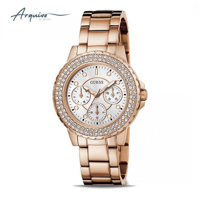 Jam Tangan Guess Wanita Chronograph Rosegold Stainless Steel Mewah Original GW0410L3