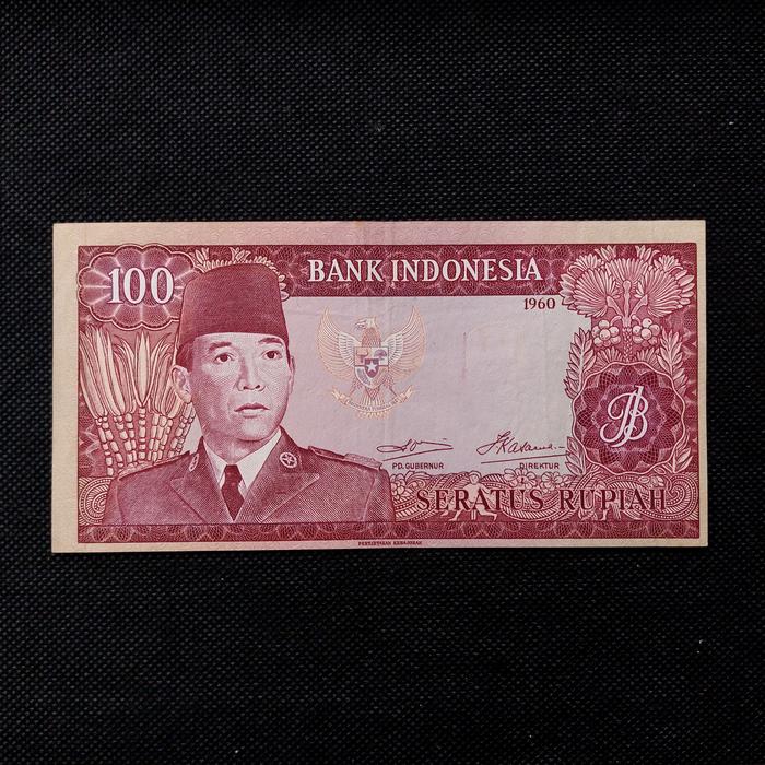 Uang Kuno 100 Rupiah Seri Soekarno Tahun 1960 (Cetak Geser) DBA 10724