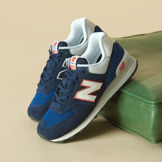 New balance 574 navy blue white orange U574XR2 original resmi pt map